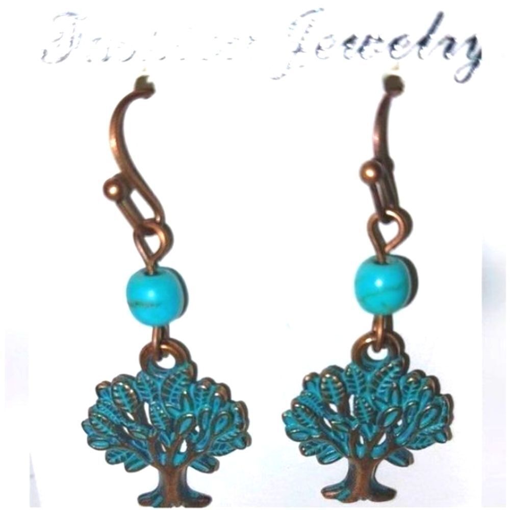 Beautiful turquoise tree dangle earrings